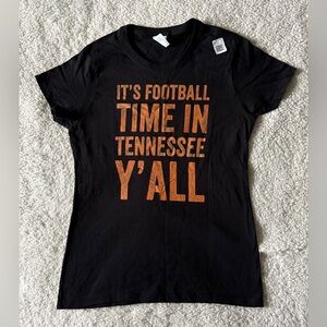 Black T-Shirt with Orange Football Print Women’s Size XS New with Tag